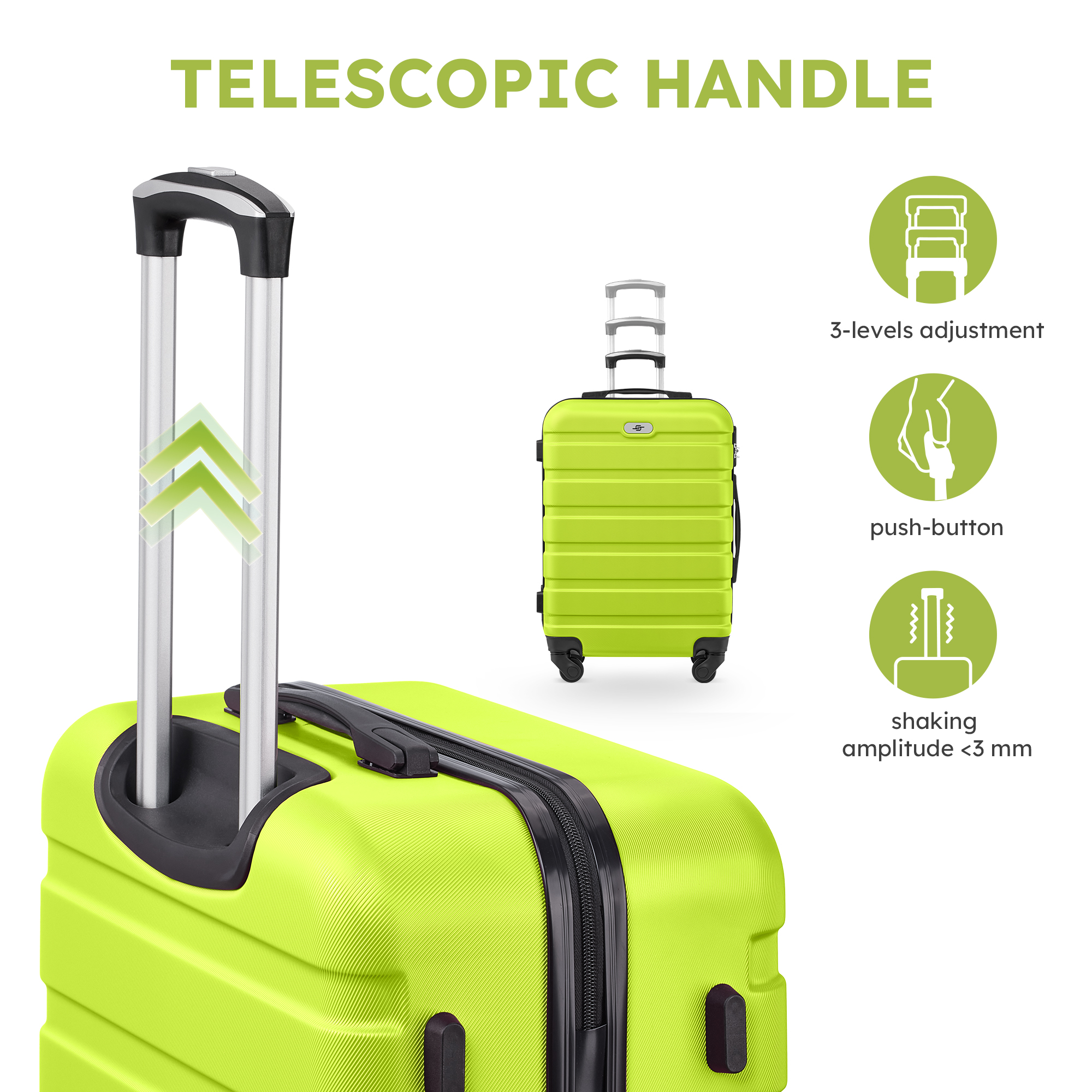 Gowill 4-Piece Luggage Set, Lime Green photo 6