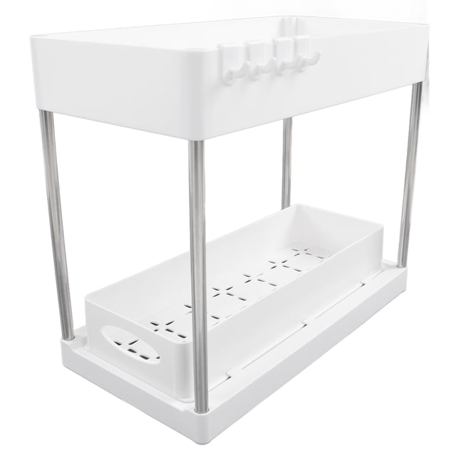 Estante Para Debajo Del Fregadero, Cajones Deslizantes Para Armario, Multifunción, Fácil Limpieza, Duradero, Fácil De Montar, Cestas De Almacenamiento Deslizables Para Ahorro De ANGGREK Blanco