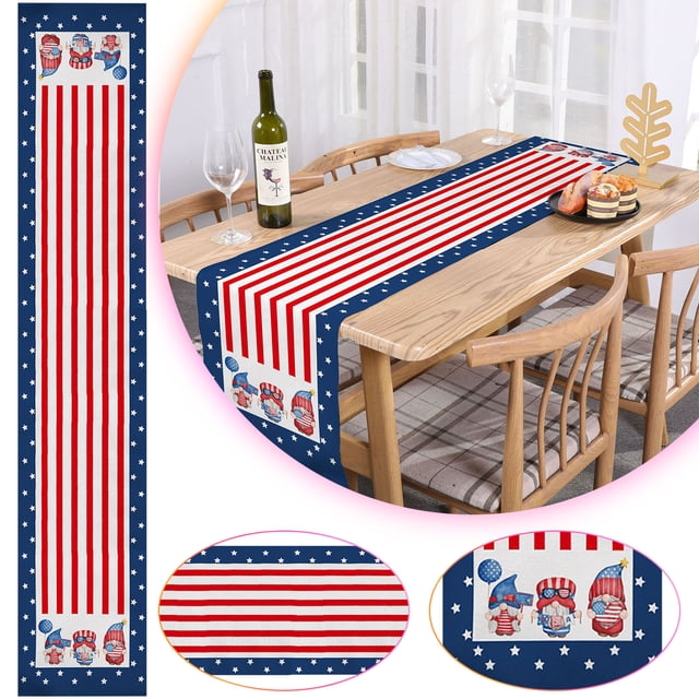 22 Años Nuevo Día de la Independencia Mesa Banner Lino Gnomo Imprimir Decoraciones de mesa Wmkox3756yii hfskjfh3749