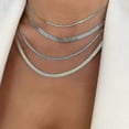 thumbnail image 1 of Snake Chain Necklace Stainless Steel Herringbone Gold Color Chain Necklace-silver color3mm-20inch(50cm)-Product code 59878, 1 of 5