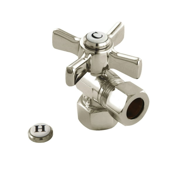Kingston Brass CC44408ZX 1/2" FIP x 1/2" OD Comp Angle Stop Valve, Brushed Nickel