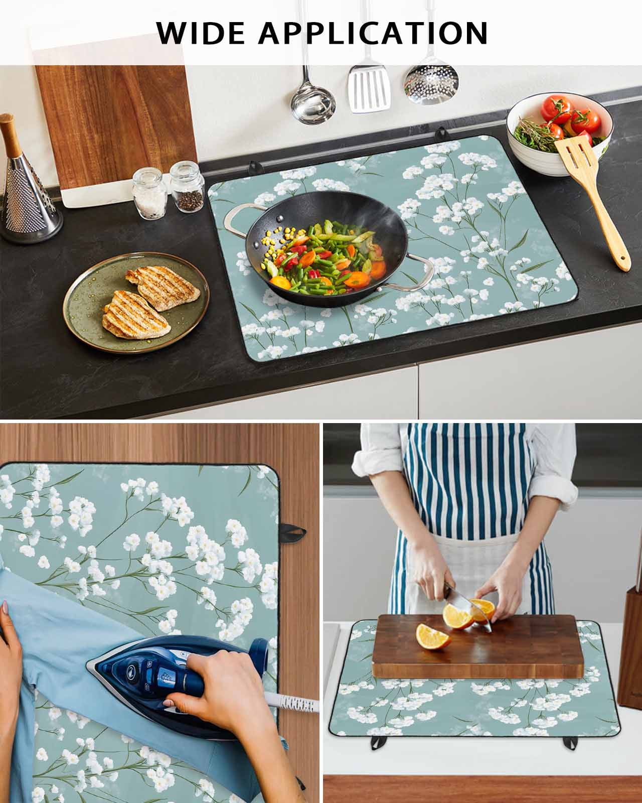 nqOlkjepod Large Induction Cooktop Protector Mat 36"x21", Cherry Blossoms Stove Top Covers for Electric Stove, Watercolor Flowers Spring Summer Stove Burner Cover Mats, Glass Top Stove Cover