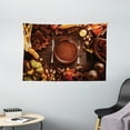 thumbnail image 1 of Harvest Tapestry, Dinner at Thanksgiving Fall Color Theme Plate and Cutlery Various Seasonal Food, Wall Hanging for Bedroom Living Room Dorm Decor, 60W X 40L Inches, Brown Orange, by Ambesonne, 1 of 2
