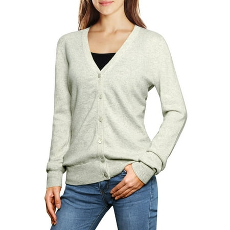 Nordstrom Cashmere Cardigan - Women's Long Sleeves Buttoned Cashmere Cardigan Gray (Size XL)