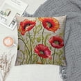 thumbnail image 2 of Jiayy  Poppies Pillow Cover Watercolor Poppy Flower Floral Stem Nature Orange Red Green Decorative Throw Pillow Cases Indoor Square Cushion Covers for Home Sofa Couch, 2 of 5