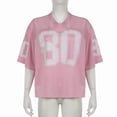 thumbnail image 4 of Women'S Oversized Jersey Summer Tops Graphic Tees Y2k Streetwear Short Sleeve Shirts Pink M, 4 of 9