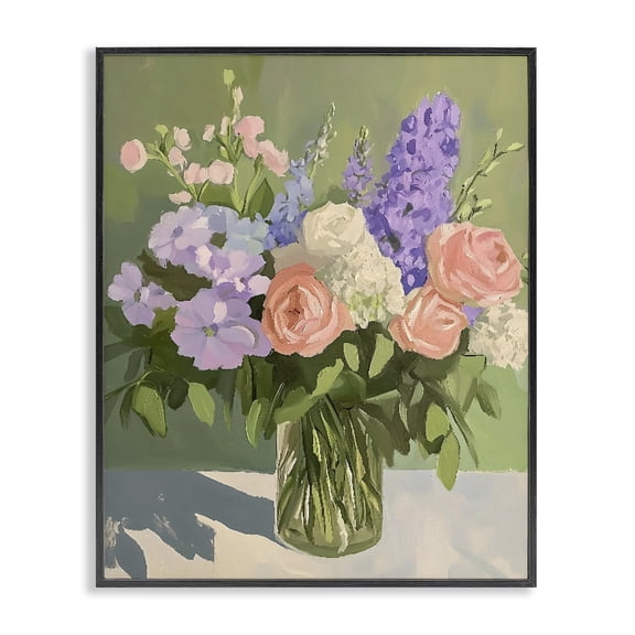 Stupell Industries French Country Mixed Roses & Lilacs Bouquet Black Framed Giclee Art, 11 x 14, by The Prints Vibe