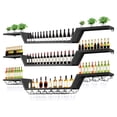 thumbnail image 4 of golytefs 55inch Modern Led Wine Rack Wall Mounted Hanging Large Liquor Shelf for Liquor Bottles with Led Light with Wine Glass Hooks 3-Tier for Home Bar Dining Room Cafe Decorative (Black 140*20cm), 4 of 8