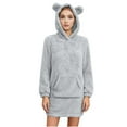 thumbnail image 2 of UQJfacai Womens Fleece Long Hoodies Fuzzy Sherpa Bear Ear Hooded Pullover Hoodie Fall Winter Warm Thicken Casual Loose Fit Sweatshirt, 2 of 9