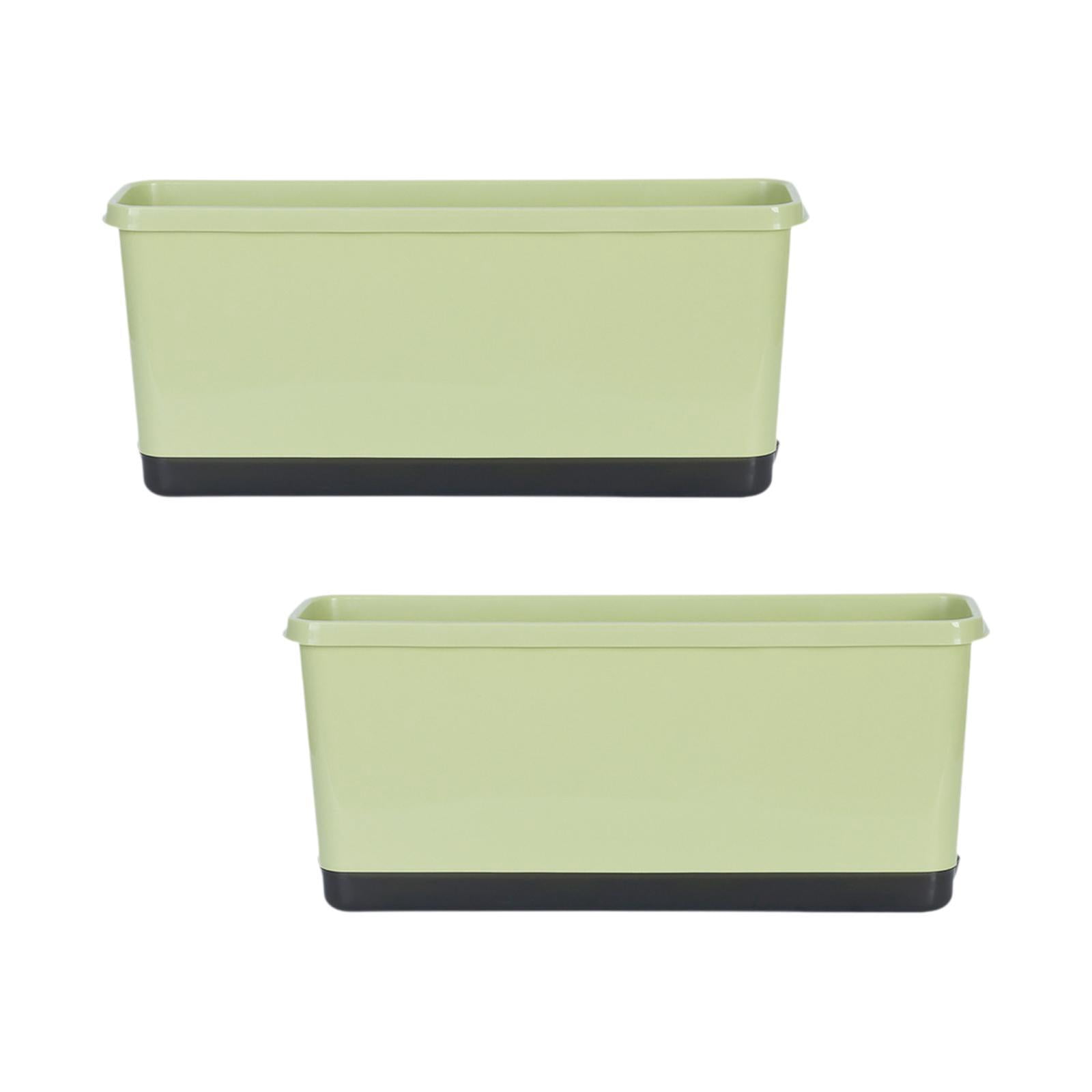 Bothyi 2 Pieces Window Box Planter Flower Pot Accessories Versatile with Drainage Holes Light Green