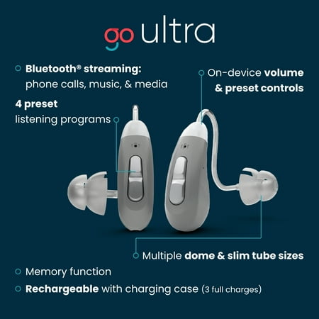 Go Hearing - Go Ultra OTC Hearing Aids - Gray