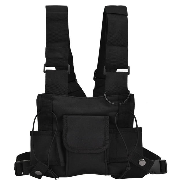 Noir Tactique Gilet Léger CS Protection Entraînement Gilets d'Extérieur avec des Rayures Réfléchissantes