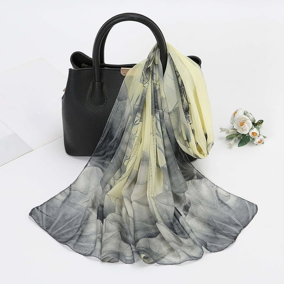 Fnhpitd Lightweight Scarf Fashion Scarves Elegant Floral Pattern Sheer Scarfs Sunscreen Shawls Wraps Black One Size