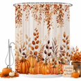 thumbnail image 2 of Fall Orange Pumpkins Shower Curtains for Bathroom, Thanksgiving Autumn Vintage Leaves Waterproof Fabric Shower Curtain, Decorative Bathroom Curtain for Bathtub, 72"x84", No Hooks Included, 2 of 9