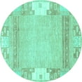 thumbnail image 1 of Ahgly Company Indoor Round Abstract Turquoise Blue Modern Area Rugs, 5' Round, 1 of 4