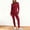 Red, variant on Dianli 2PC Women Thermal Underwear Set Fleece Lined Long Top And Bottom Warm Winter Base Layer Cozy Sleepwear Loungewear Thermal Layer Comfortable Home Wear