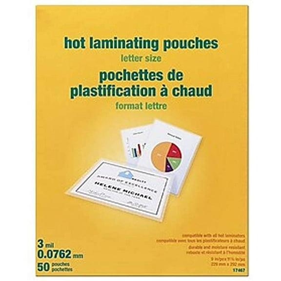 MyOfficeInnovations 3 mil Thermal Laminating Pouches Letter Size 50 pack 677045