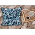 thumbnail image 2 of Japanese Wave Fluffy Throw Pillow Cushion Cover, Traditional Eastern Pattern with Waves of Water Foam Splashes, Decorative Square Accent Pillow Case, 36" x 36", Pale Blue Navy Blue, by Ambesonne, 2 of 5