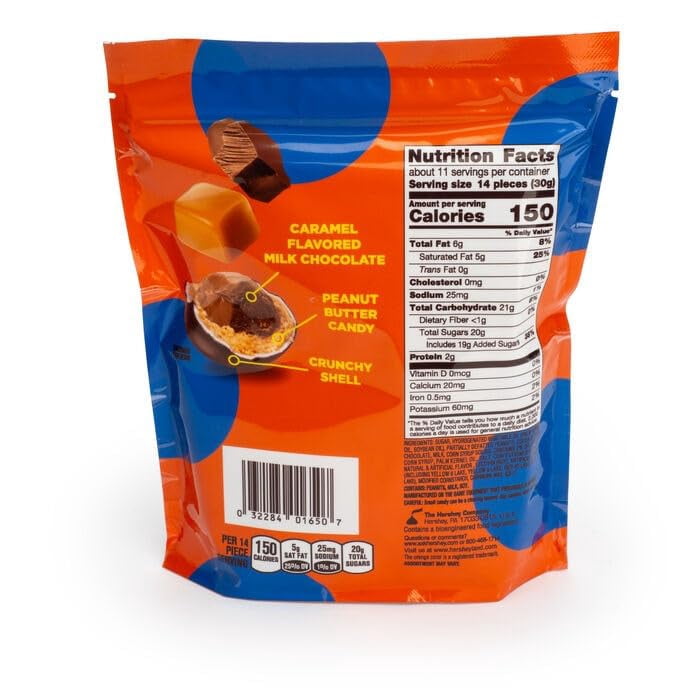 Reese Pieces Caramel Peanut Butter Candy, Bulk 2 Lbs, Caramel Flavored Milk Chocolate Peanut Butter Candies in Crunchy Shell, for Baking, Ice Cream Topping, Desserts, Snacking and More
