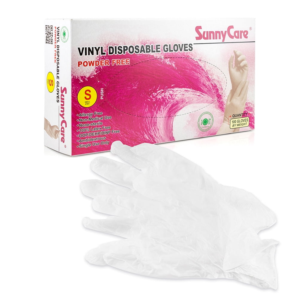 Latex Free Disposable Vinyl Gloves Packs of 100 Gloves Small