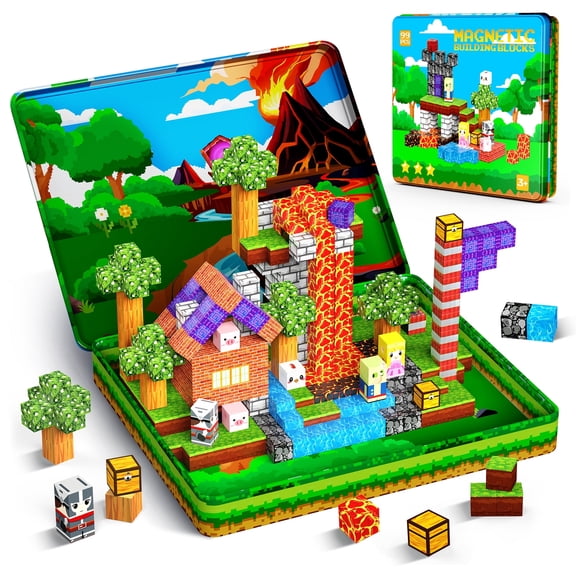 Magnetic Blocks for Kids 4-8, Magnet Building Blocks Set Travel Toys, STEM Montessori Toys for 3 4 5 6 7 Year Old Boys Girls Gifts for Birthday Christmas