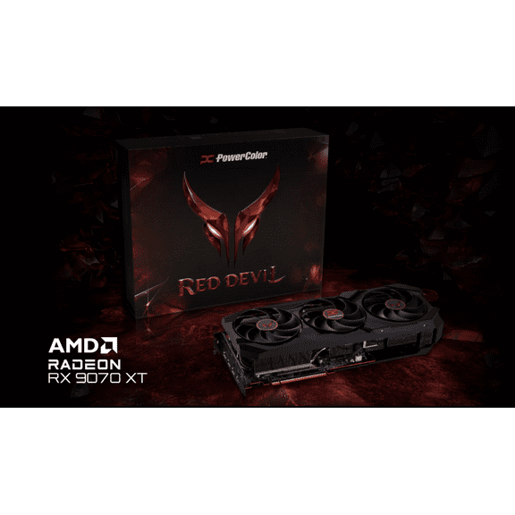 PowerColor AMD Radeon RX 9070 XT Red Devil Overclocked Triple Fan 16GB GDDR6 PCIe 5.0 Graphics Card
