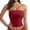 Wine, variant on Gswybco Summer Camisole Tops for Women Solid Color Crop Crop Tops Going Out Strapless Bandeau Tops Ruched Tank Blouse for Party Clubwear