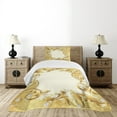 thumbnail image 4 of Ambesonne Vintage Quilted Bedspread Set 2 Pcs, Golden Floral Ornament, Twin Size, Cream Yellow, 4 of 5