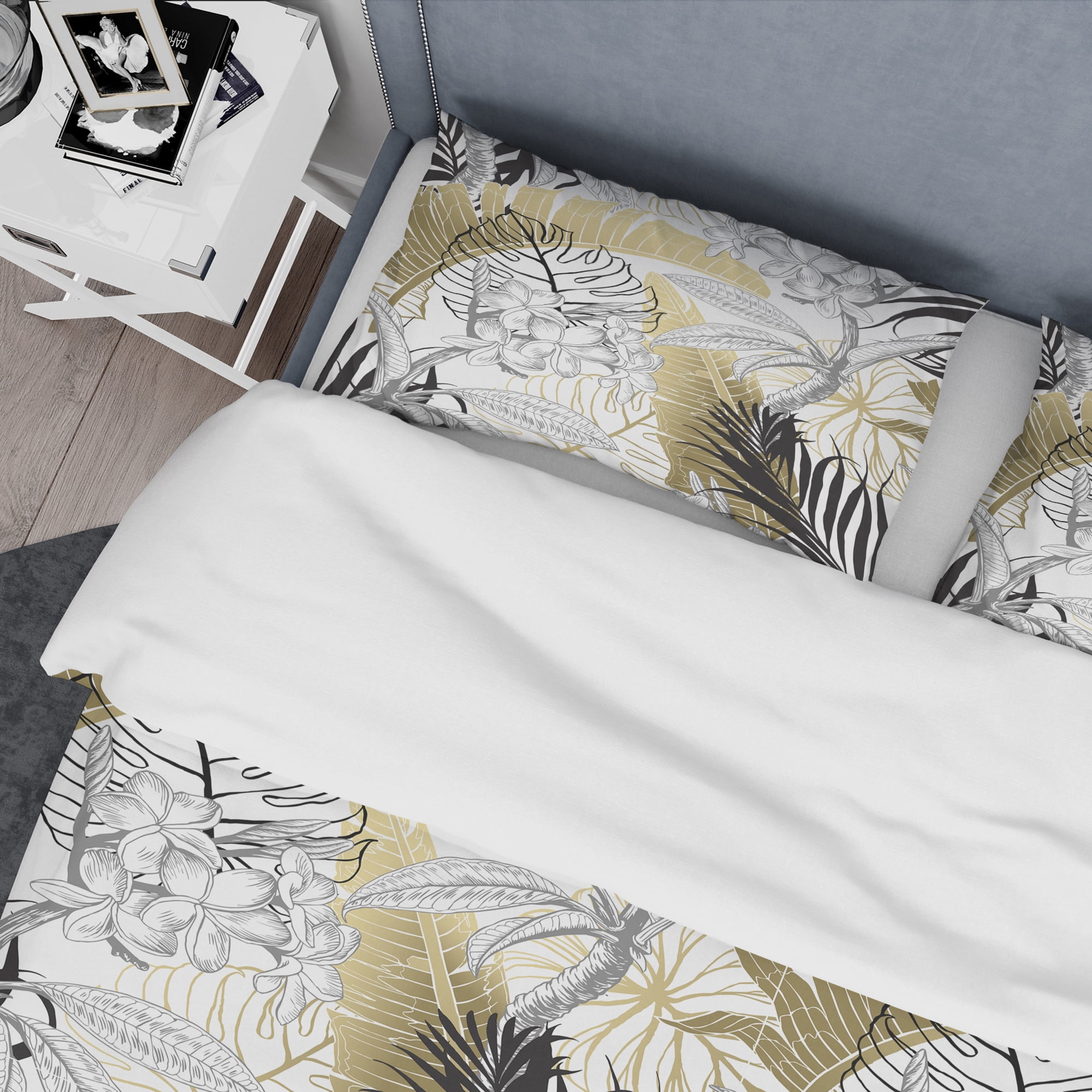 Designart 'Golden Tropical Pattern I' Mid-Century Modern Duvet Cover Set