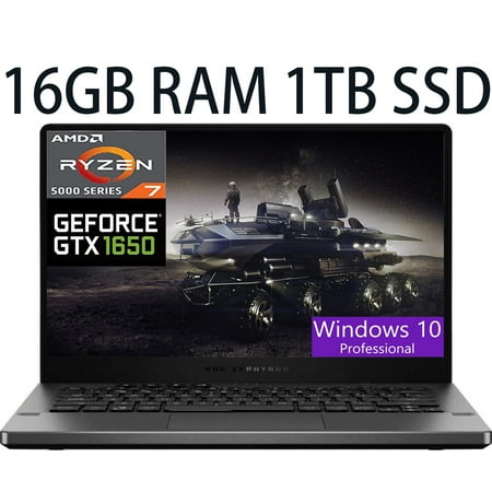 ASUS ROG Zephyrus G14 14 Gaming laptop, AMD Ryzen 7 5800HS 8-Core, NVIDIA GeForce GTX 1650 Graphics (4GB GDDR6), 16GB DDR4 1TB PCIe SSD, 14.0" Full HD (1920x1080) Display, Windows 10 Pro