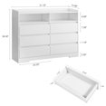 thumbnail image 3 of Aukfa Modern 6-Drawer Dresser Storage Cabinet w/ LED for Bedroom Living Room, White, 3 of 9