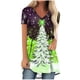 thumbnail image 2 of Fiudx Ofertas Relámpago Top de Manga Corta con Cuello En V Raglán con Parte Delantera Corta y Espalda Larga con Estampado Navideño Informal a La Moda para Mujer, 2 of 5