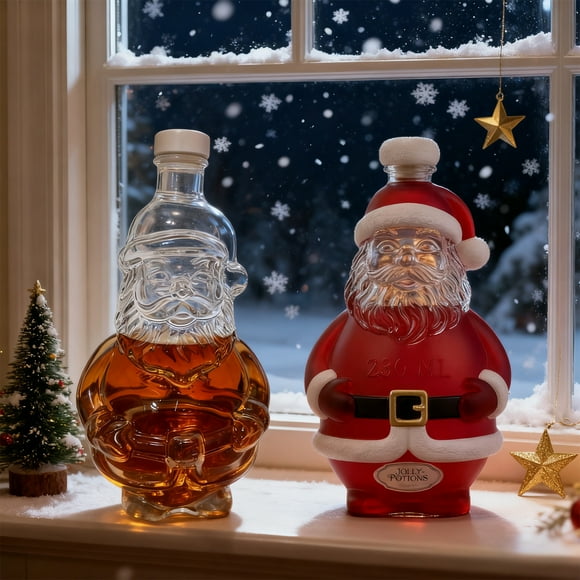 Cagogo under $5 2Pcs LED String Lights, Santa Bottle Whiskey Decanter, 300ml Christmas Themed Decanter, Holiday Bar Accessories, Gift for Whiskey Lovers, Festive Drink Dispenser