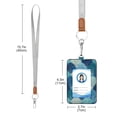 thumbnail image 3 of PU Leather Badge Holder ID Badge Holder with Lanyard for Cards & Credentials Blue Fan-shaped Shapes, 3 of 6