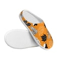 thumbnail image 3 of Fotbe Bold Black and White Leaves Orange Pattern Women's Fuzzy Curly Fur Memory Foam Loafer Slippers Indoor Outdoor Slippers Winter Home Shoes-37/38, 3 of 7