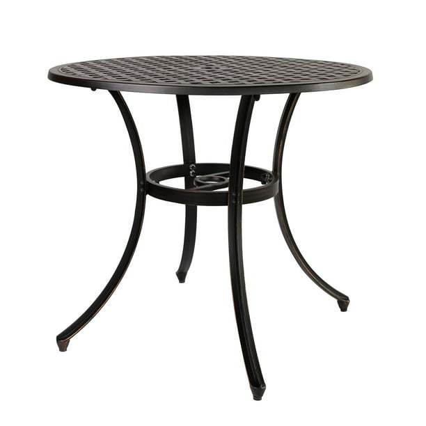Cast Aluminum Patio Dining Furniture, Large Round Metal Outdoor Dining Table
