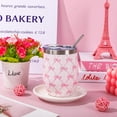 thumbnail image 5 of Pink Bow Stainless Steel Wine Tumbler with Straw and Lid 12 oz Bow Tie Coffee Mug Cute Pink Insulated Wine Tumbler for Hot and Cold Drinks Home Outdoor Office Supplies, 5 of 6