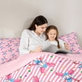 thumbnail image 4 of Manfei Cute Baseball Games Twin Comforter Sets,Sport Themd Bedding Set For Girls,Pink Blue,Pink Reversible,2 Pieces,1 Comforter and 1 Pillowcase, 4 of 8