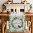 thumbnail image 2 of Table Runner - 70 Inch Long, Spring Botanical Kitchen Dining Table Runner Dresser Scarves, Garden Birds Floral Leaves Gray Woodn Farmhouse Decor for Coffee Tables Wedding Party Banquet, 2 of 8