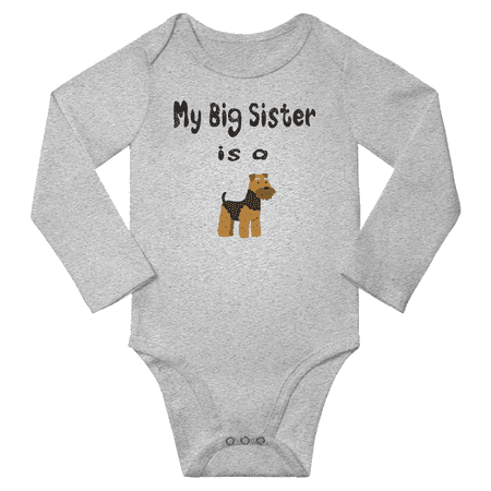 

My Big Sister is a Welsh Terrier Dog Funny Baby Long Sleeve Clothing Bodysuits Boy Girl (Gray 0-6M)