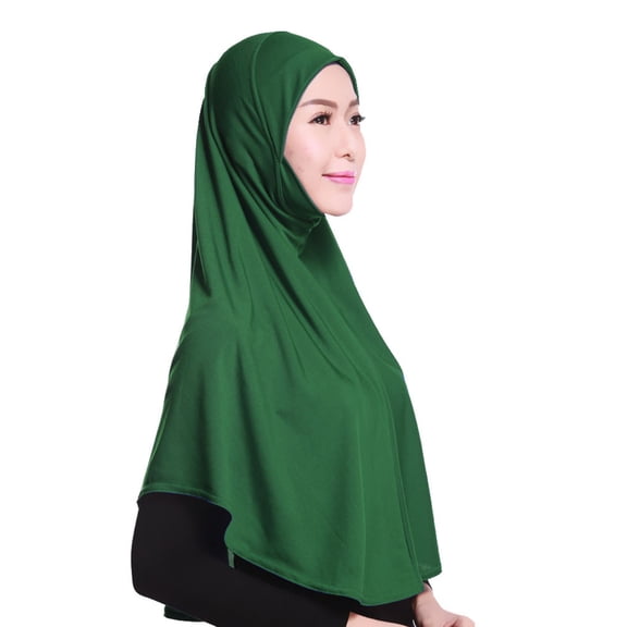 Koadzawe Hijab for Women Full Coverage Instant Hijab with One-Piece Slip-On Style Instant Hijab Head Scarf and Modest Head Covering for Prayer Daily Wear Travel and Everyday Styling Blackish Green