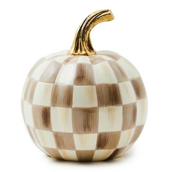 Calabaza de resina MACKENZIE-CHILDS Mini a cuadros marrones y blancos