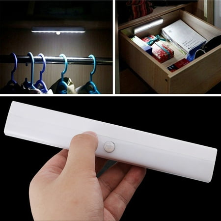 

XIUH Light Cabinet LED Bright PIR Sensor Wardrobe Lamp Motion Drawer Bulb 10 LED light White