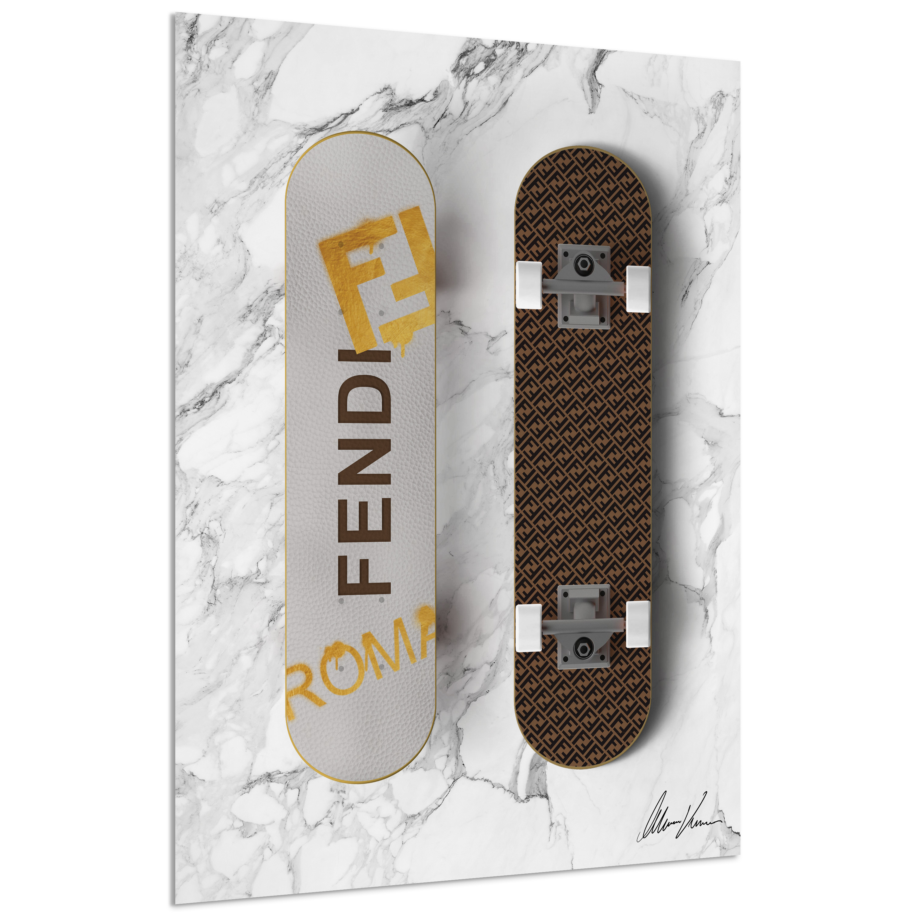 F Wheels Frameless Free Floating Tempered Glass Panel Graphic Wall Art , 18" x 24"