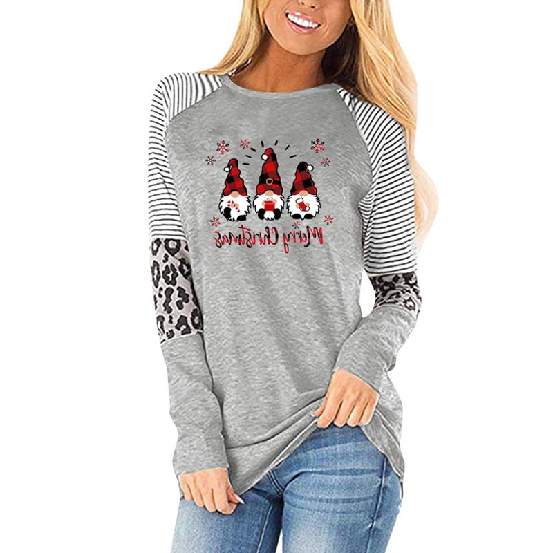 Christmas T-shirts for Women Funny Cute Printed T-shirt for Business Office  Class Wear XL Light Grey - Walmart.com