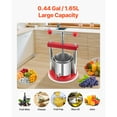 thumbnail image 3 of KFFKFF Fruit Wine Press of 0.44 Gal/1.65L Capacity, Incorporates 2 Stainless Steel Barrels, Hand-operated Juice Creator, Suitable for Cider Apple Grape Tincture Honey Olive Oil Production, 3 of 9