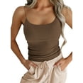 thumbnail image 4 of FOCUSNORM Women Spaghetti Straps Camisoles Solid Color Knitted Ribbed Sleeveless Sling Tank Tops Summer Vests Crop Tops Streetwear, 4 of 8