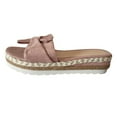 thumbnail image 5 of VerPetridure Women's Sandals Summer Casual Slip-On Bow Flat Beach Open Toe Breathable Sandals Weave Shoes, 5 of 6