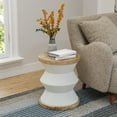 thumbnail image 2 of MOALCOFER Round MgO Concrete Outdoor Side Table - Lightweight White Design for Patio,Garden, 2 of 6