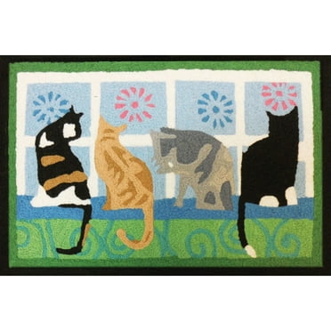 Jellybean 20 in. W X 30 in. L Multicolored Kitties In The Window Polyester Accent Rug